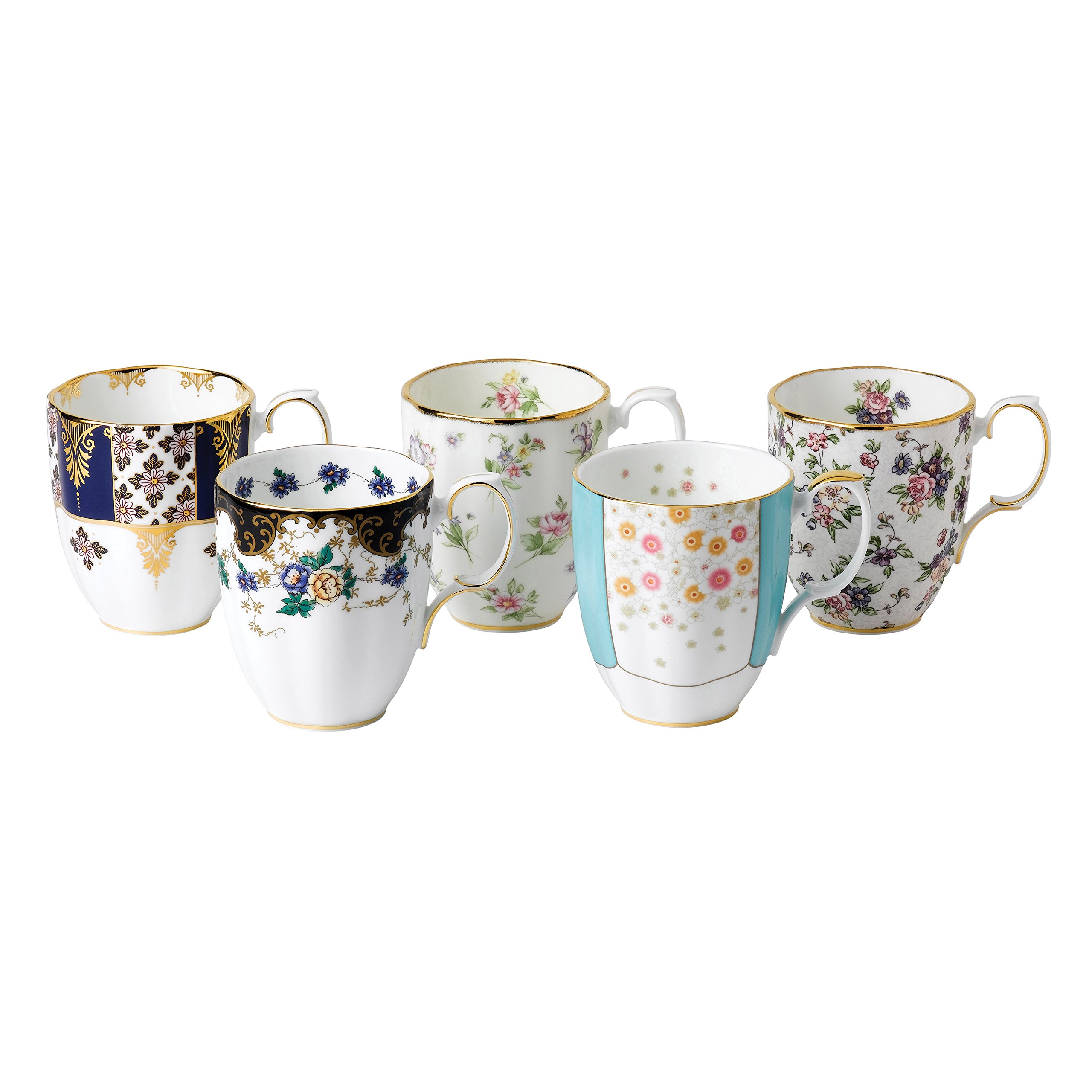 Royal Albert 100 Years 40017522 1900-1940 Mug 0.4Ltr/14.1 Floz, Mixed Set of 5