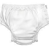 i play. by green sprouts Reusable, Eco Snap Swim Diaper with Gussets, UPF 50, White, Patented Design, STANDARD 100 by OEKO-TEX Certified 18 mo