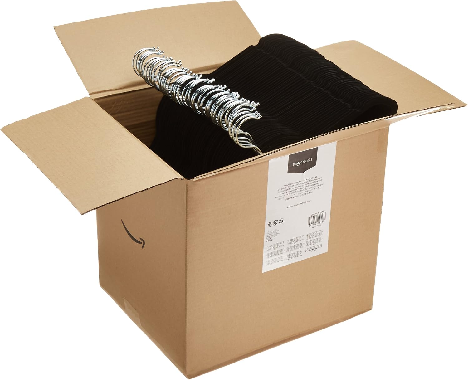 Amazon Basics Slim Velvet Non-Slip Suit Hangers, 100-Pack, Black, 100 Pack - Image 5