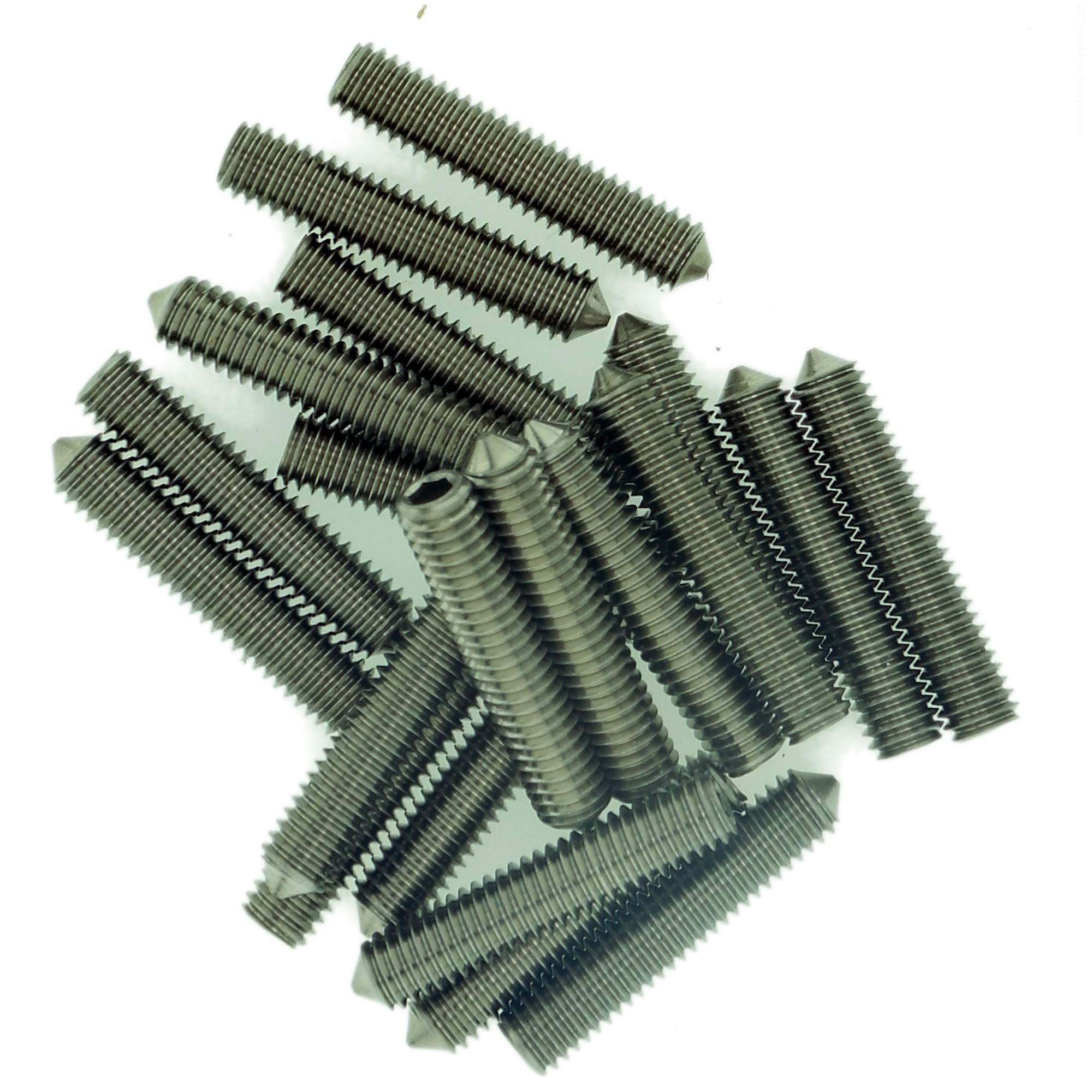 M2.5 (2.5mm x 14mm) Hex Socket Grub Screw (Cone Point) - Stainless Steel (A2) (Pack of 20)