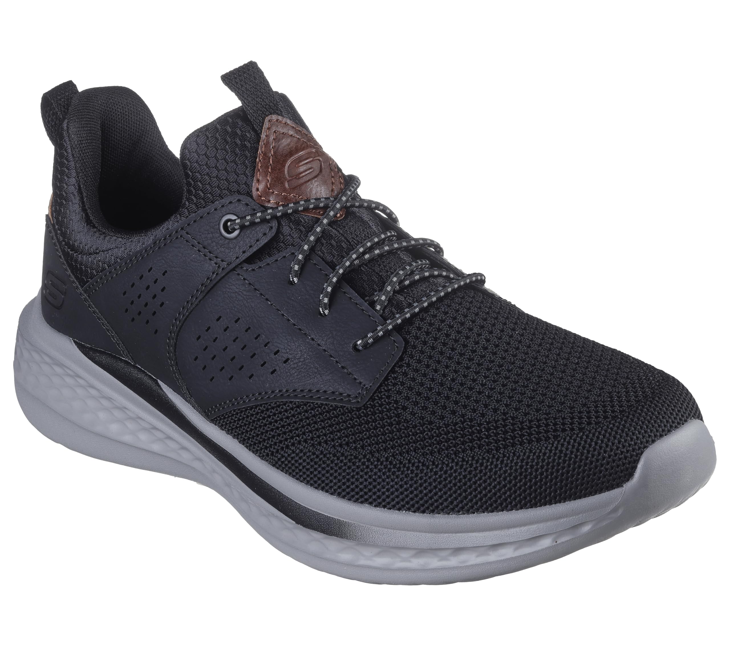 Photo 1 of Skechers USA Men's Men's Slade-Breyer 210892 Knitted Mesh Bungee Lace W/Quarter Cage Slip On, Black, 9