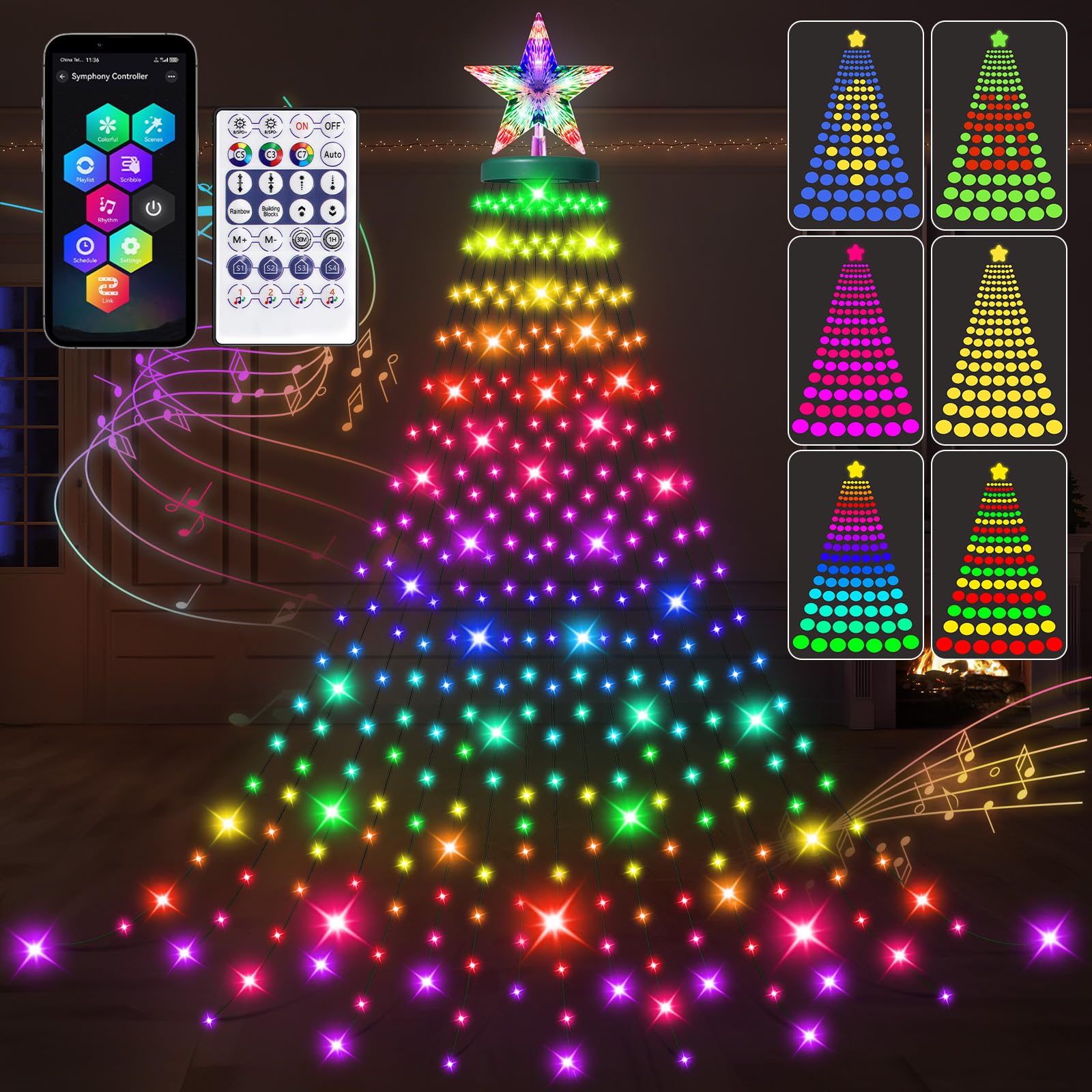 Smart Christmas Tree Lights With Ring Indoor Outdoor 6 6FTx16 String smart-christmas-tree-lights-with-ring-indoor-outdoor-6-6ftx16-string