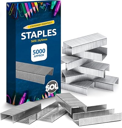 SOL 5000 Bulk Supply 26/6 Staples Durable Steel Anti-Jam 5000 pack