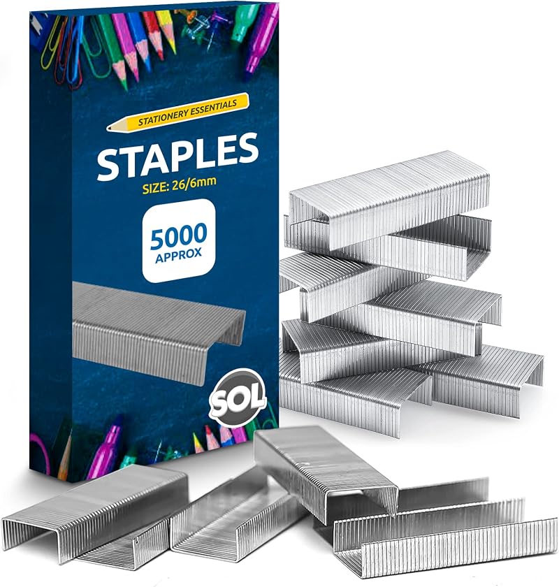 SOL 5000 Bulk Supply 26/6 Staples Durable Steel Anti-Jam 5000 pack