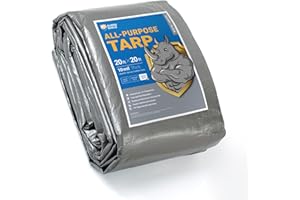 GUARD SHIELD Heavy Duty Tarp 20x20 Feet Silver/Black Multi Purpose Thick Waterproof Poly Tarp Cover 10mil