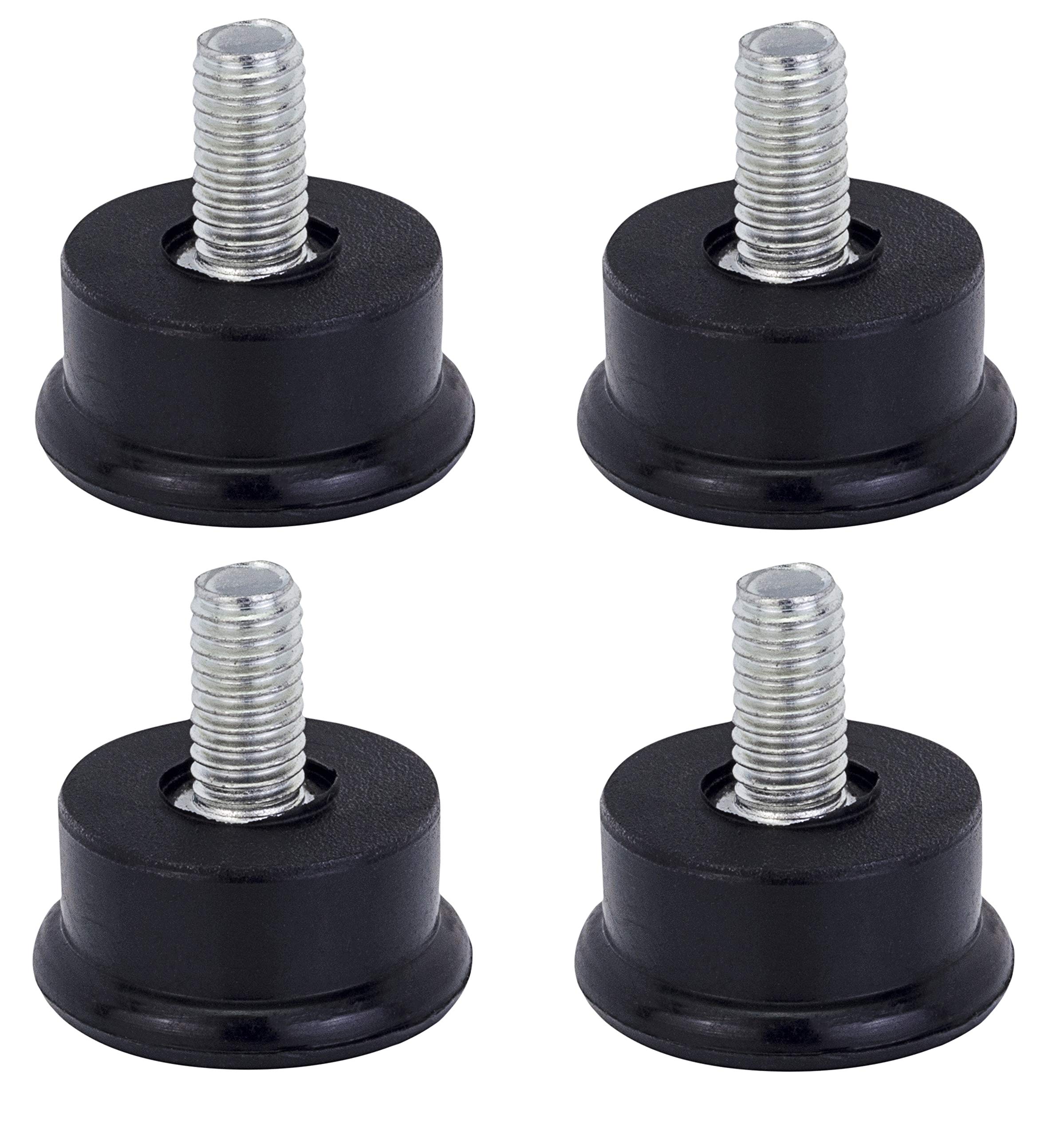 Bulldog Castors Adjustable Levelling Feet - Set of 4 - M6 Thread with 22mm Foot Diameter - Ideal for Furniture, Appliances and Small Equipment Black