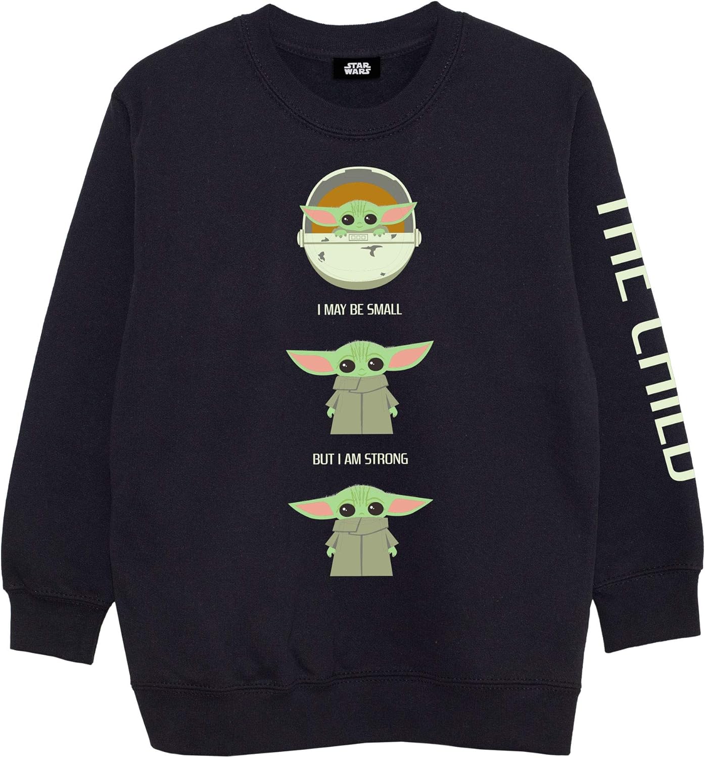 Star Wars The Mandalorian The Child Small But Strong Girls Crewneck Sweatshirt Black 7-8 Years 