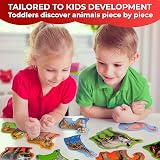 QUOKKA Puzzles For 2 3 Year Olds Floor Toddler Jigsaw 8 Safari Animal Shapes view 4