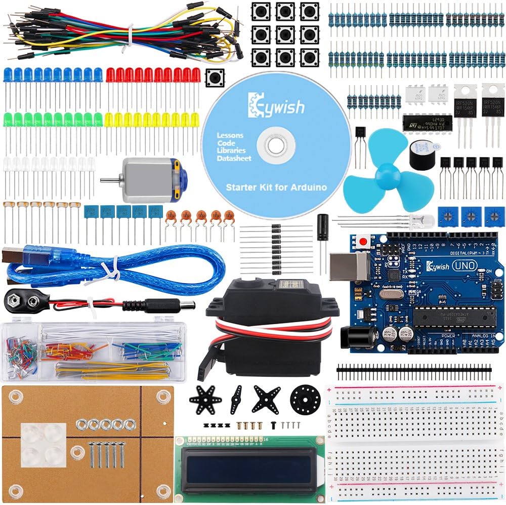 Keywish Uno R3 Project The Most Complete Starter Kit With Tutorial Uno R3 Controller Board Lcd1602 Servo Motor Breadboard Jumper Wire For Arduino Uno Kit Starter Kit Amazon Co Uk Computers Accessories