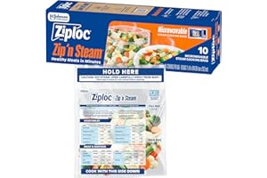 Ziploc Zip 'n Steam Food Storage Cartons for Meal Prep, Healthy Meals in Minutes, Microwave Safe, 10 Count