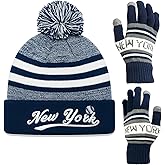 Vintage Classic Skull Cap 3D Embroidery Beanie Cuffed Winter Hat Knit with Touch Screen Gloves Gifts for Fans