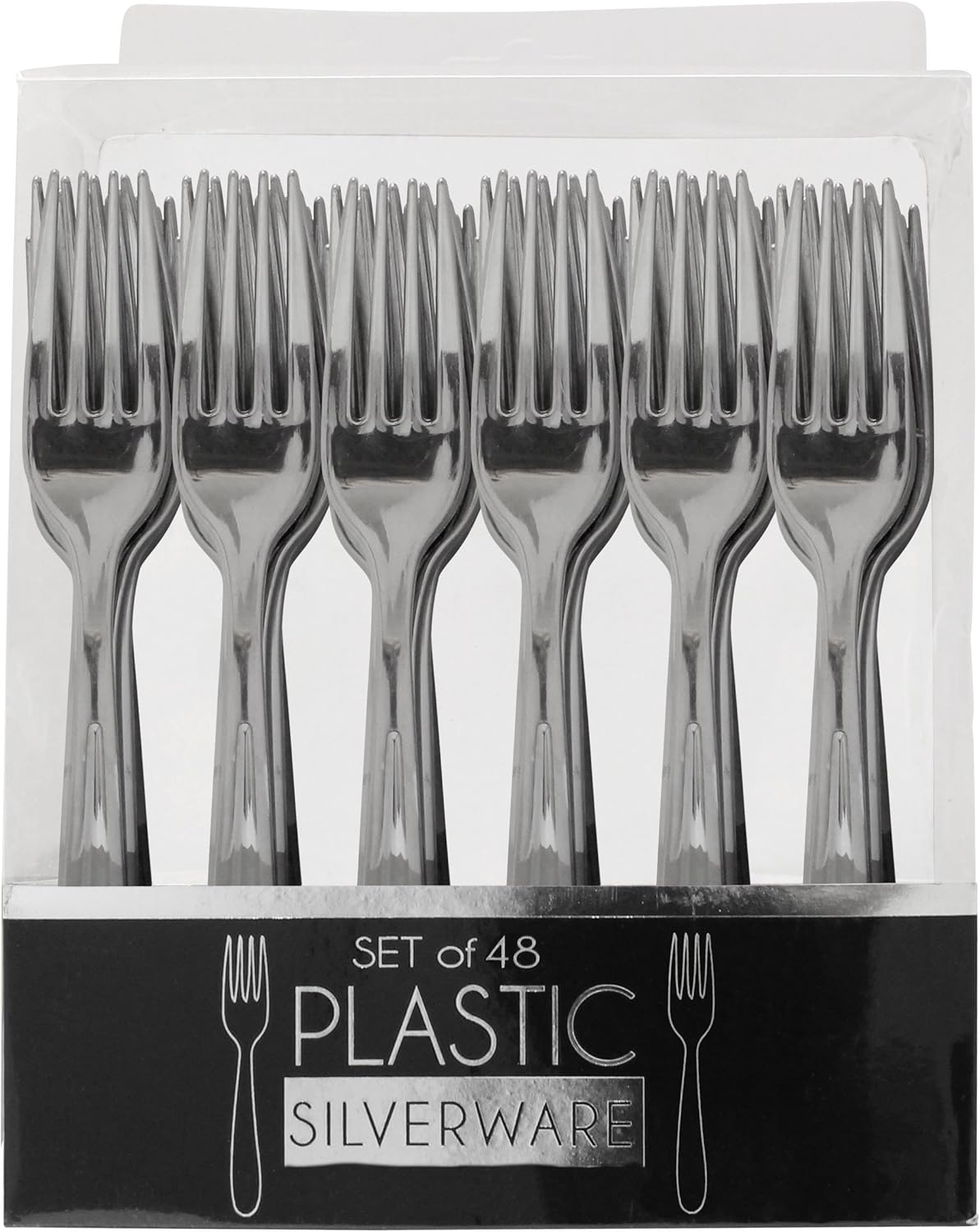 Premium Reusable Heavyweight Plastic Metallic Fork Set