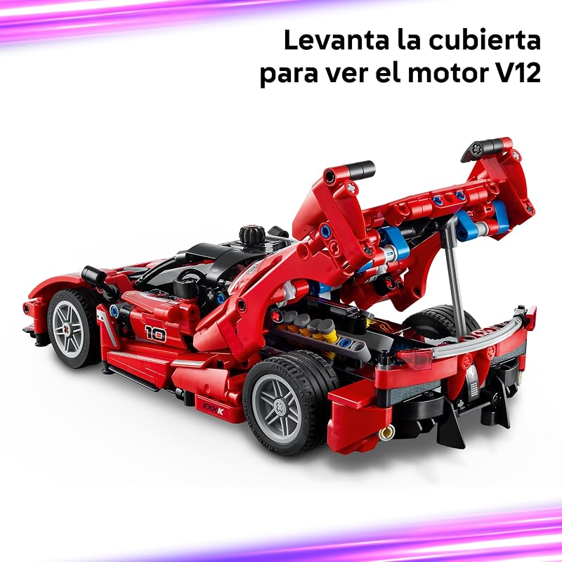 Technic Ferrari FXX K - Modelo de Carro de Corrida de Brinquedo com Motor V12, Diferencial e Pistões Móveis - Presente para Meninos e Meninas 10+ Anos 42212