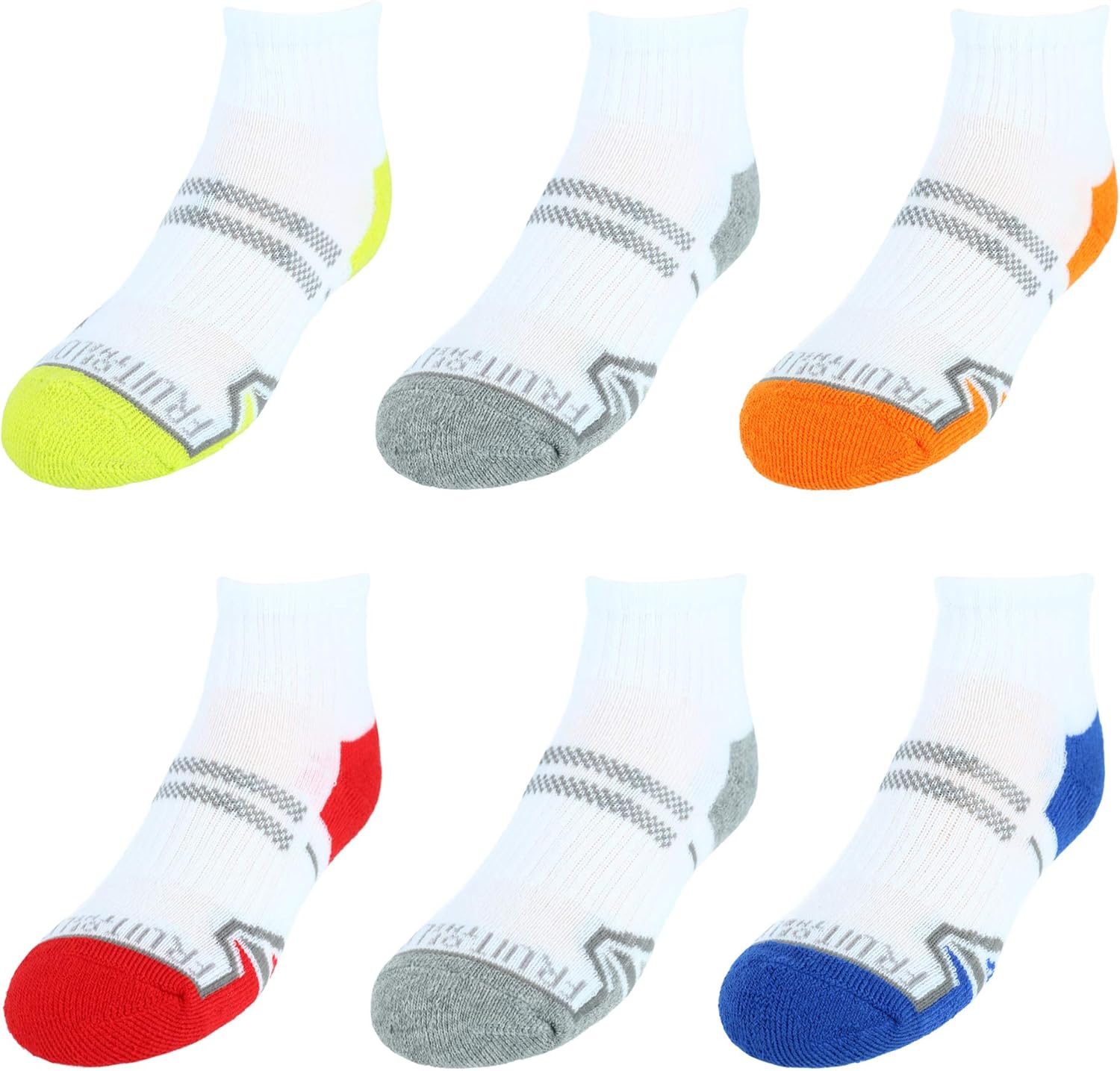 Fruit of the Loom Boys' 6-Pair Half Cushion Ankle Socks: Clothing