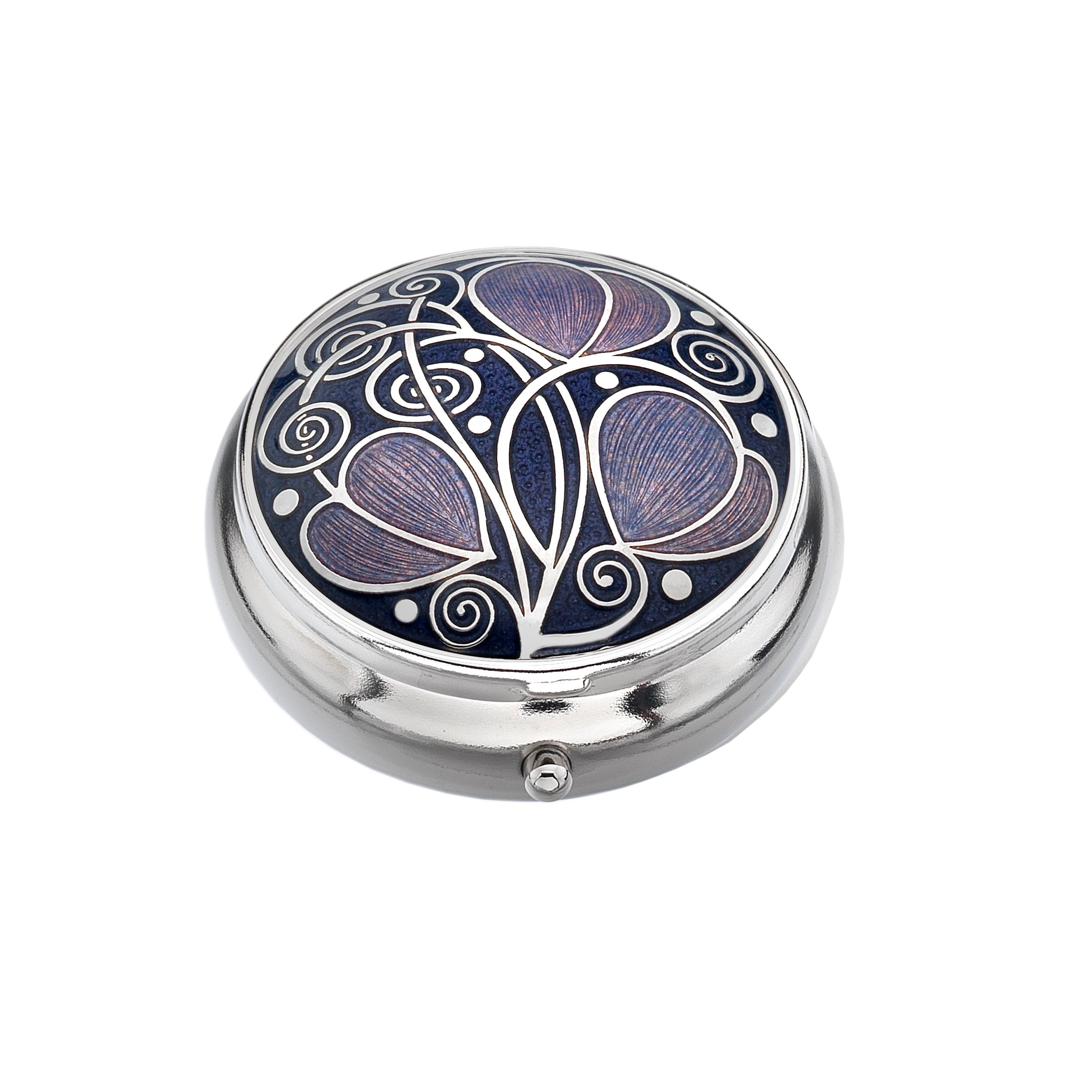 Sea Gems Pill Box in a Celtic Swirls Design (Purple, 1 Compartment)