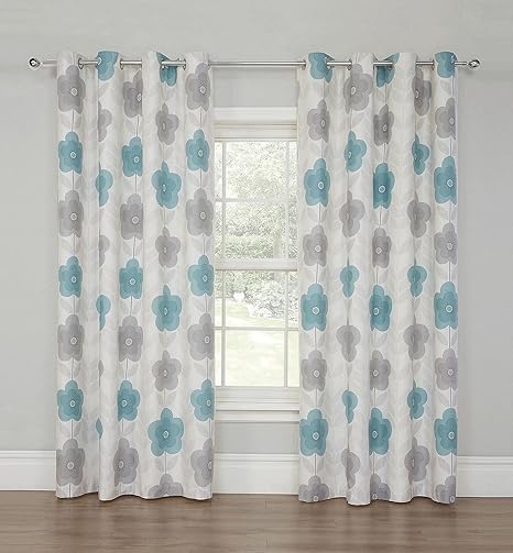 New Tesco Floral Lined Eyelet Curtains 66 X 90 168cm X 229cm