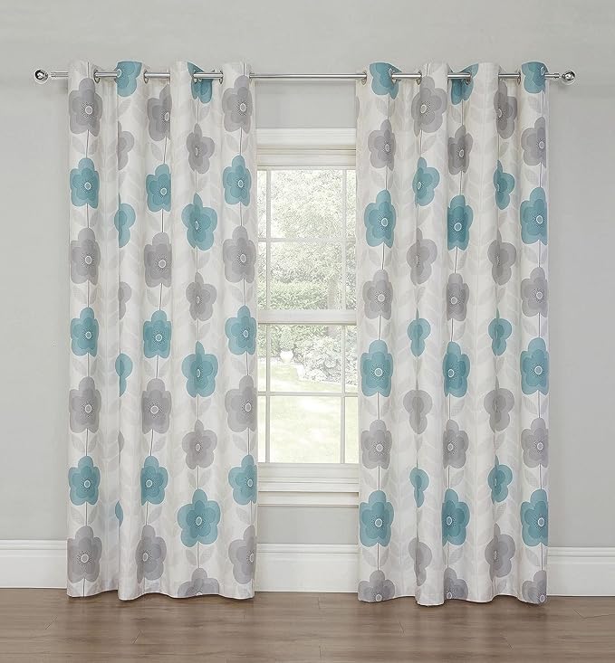 New Tesco Floral Lined Eyelet Curtains 66 X 90 168cm X 229cm