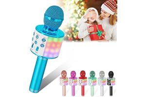 Verkstar Karaoke Microphone, 5-in-1 Wireless Bluetooth Karaoke Mic for Adults Kids, Handheld Mics Speaker with LED Lights,Christmas Birthday Gifts for All Ages