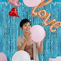 Ohiyoo 5 Pack Blue Fringe Backdrop 3.2ft x 8.2ft