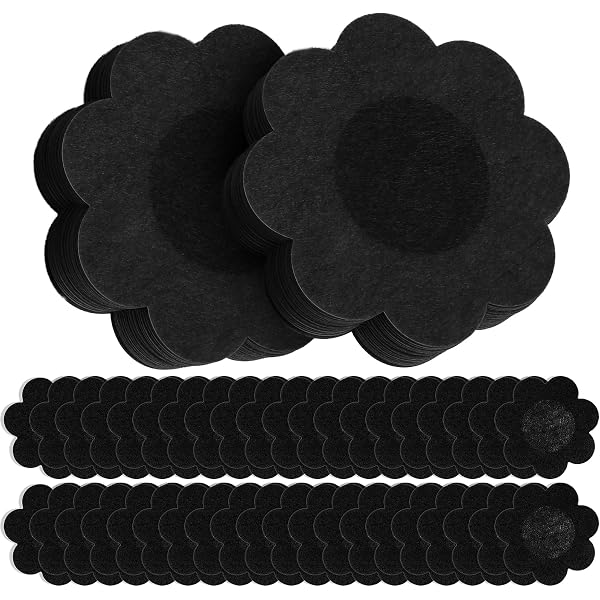 30 Pairs Disposable Nipple Covers  Satin Pasties In Black & Beige, Heart,  Petal, Round Shapes, For