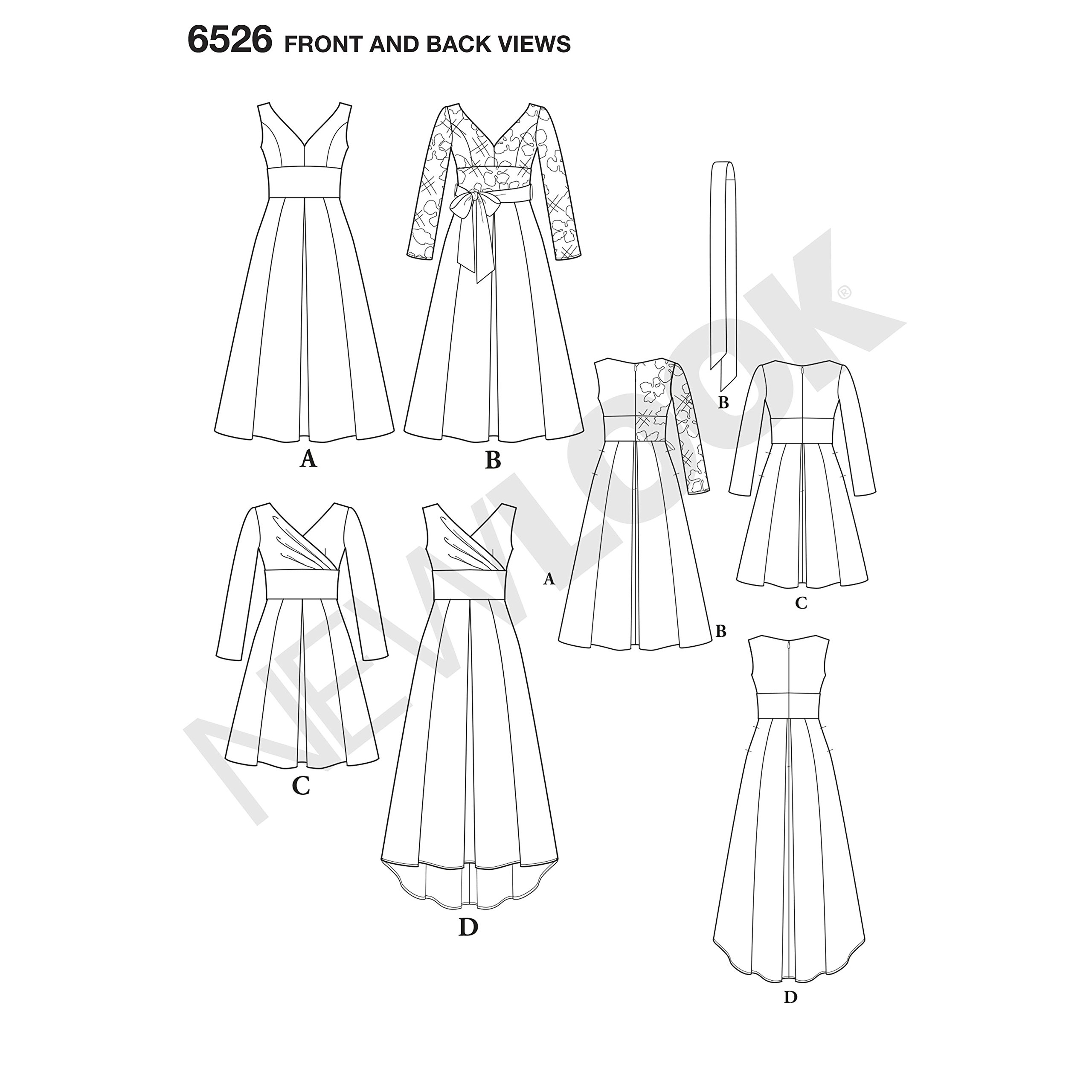 New Look Pattern 6526 Women's Dress with Bodice Variations, Paper, Multicoloured, A (8-10-12-14-16-18)