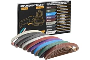 MOVIRON 45 Pcs 1/2" x 12" Replacement Sharpening Belt Kit for Official Work Sharp Knife & Tool Sharpener (WSKTS & WSKTS-KT/Mk.1 & Mk.2) - Assorted Grits (80/120/240/400/600/800/1000/2500/5000)