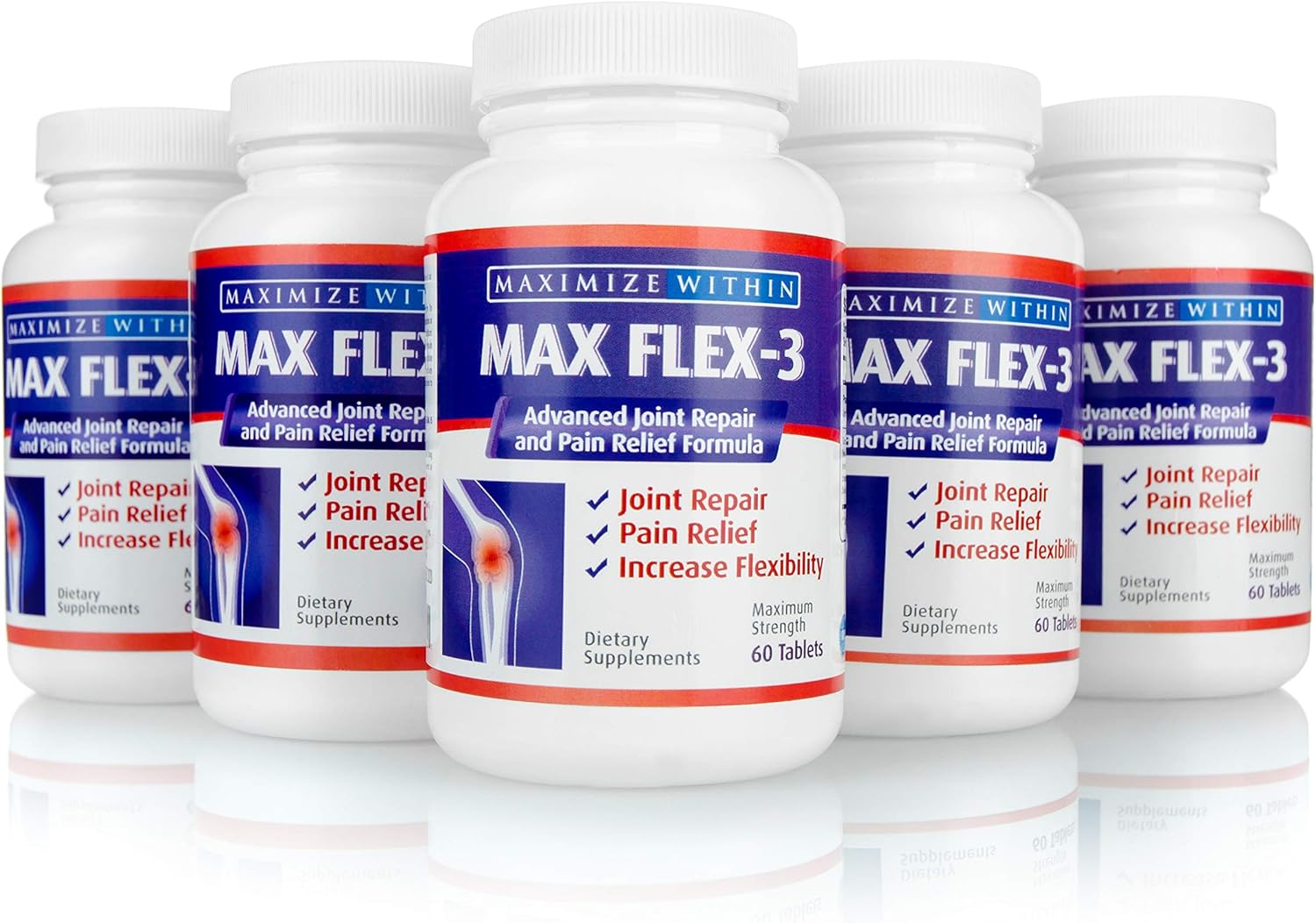 Max Flex-3-Advanced Joint Repair & Pain Relief Formula with Green Lipped Mussel. Support Treatment:Back Pain,Shin Splints,Arthritis,Tennis Elbow-Manage Knee,Hip&Shoulder Joint Flexibility MONTH SUPPLY: Health & Personal Care