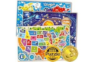 QUOKKA Puzzles for Kids Ages 4-6 - 3 Set Toddler Kids Puzzles Ages 3-5 - Learning United States Games for Childrens 6-8 - Educational Toys for 3 Year Old Boys and Girls - Award Winning