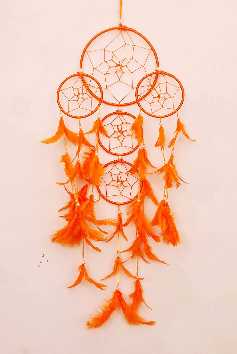 Dream Catcher Orange Colour 5 Round Wall Hanging (55 x 15 x 55 cm