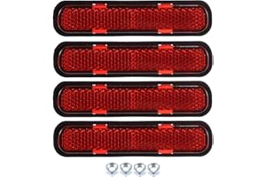 X AUTOHAUX 4 Pcs M5x0.8 Red Plastic Universal Rectangular Screw Mount Reflective Warning Reflector for Motorcycle Bike
