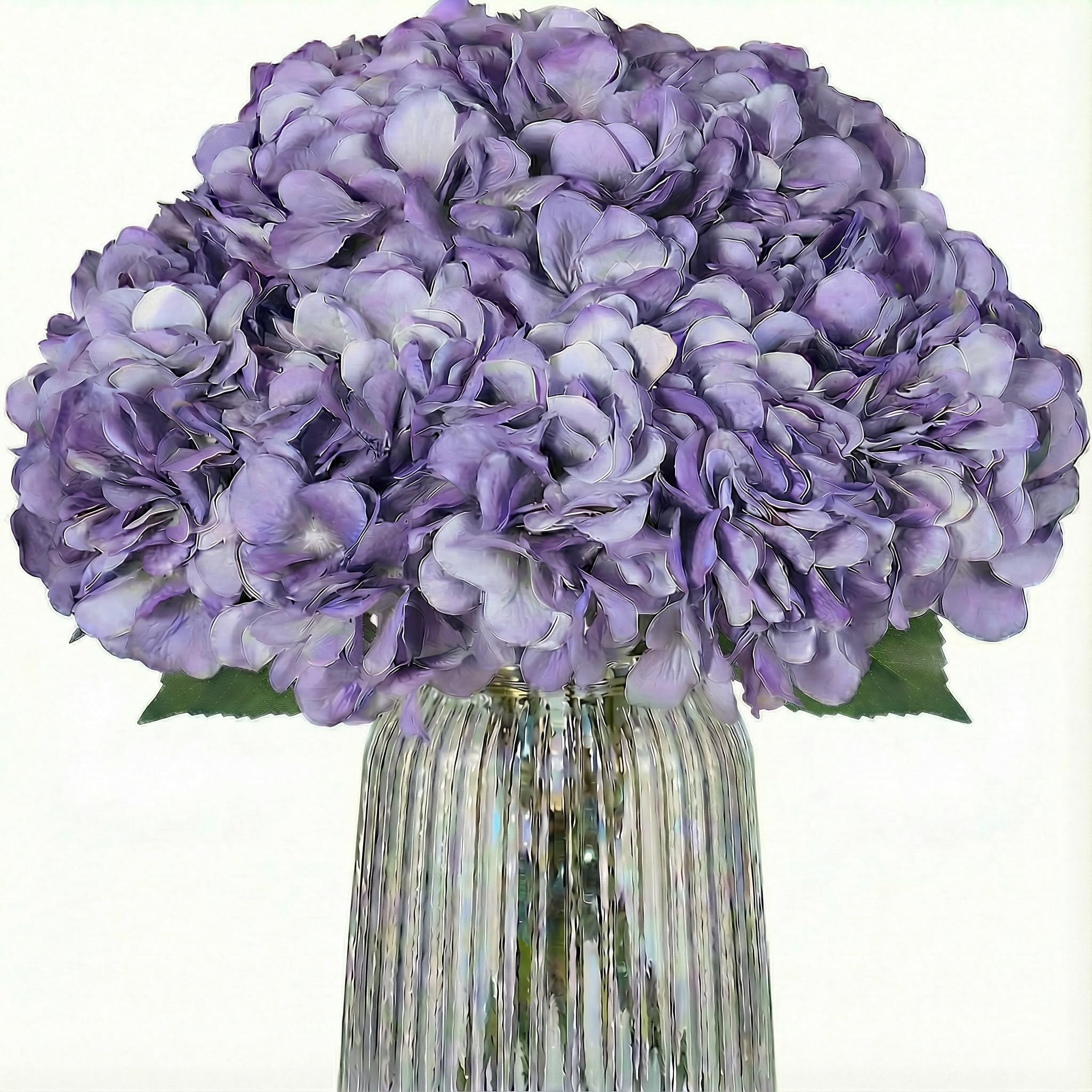 Blooming Paradise 2Bouquets Artificial Fake Flowers Silk Hydrangea Arrangements Wedding Bouquets Decorations Plastic Floral Home Kitchen Garden Party Festival Bar DIY (Purple)