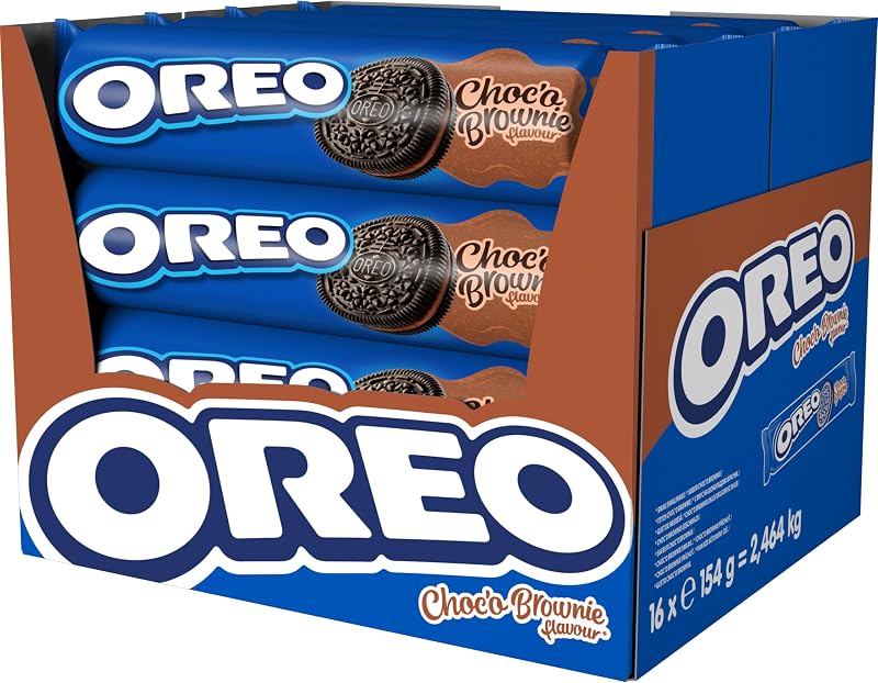 Oreo choco brownie chocolate creme recheado biscoitos de cacau sabor brownie 154g - embalagem com 16