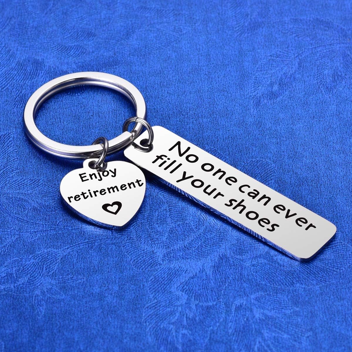 Retirement Keychain Gifts for Coworker - No One Can Ever Fill Your Shoes Mens Retirement Gifts at  Men’s Clothing store