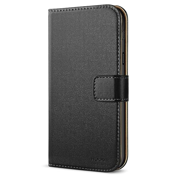 HOOMIL Galaxy Xcover 4 Hülle, Handyhülle Premium Leder Tasche Flip Case Schutzhülle für Samsung Galaxy Xcover 4 - Schwarz (H3