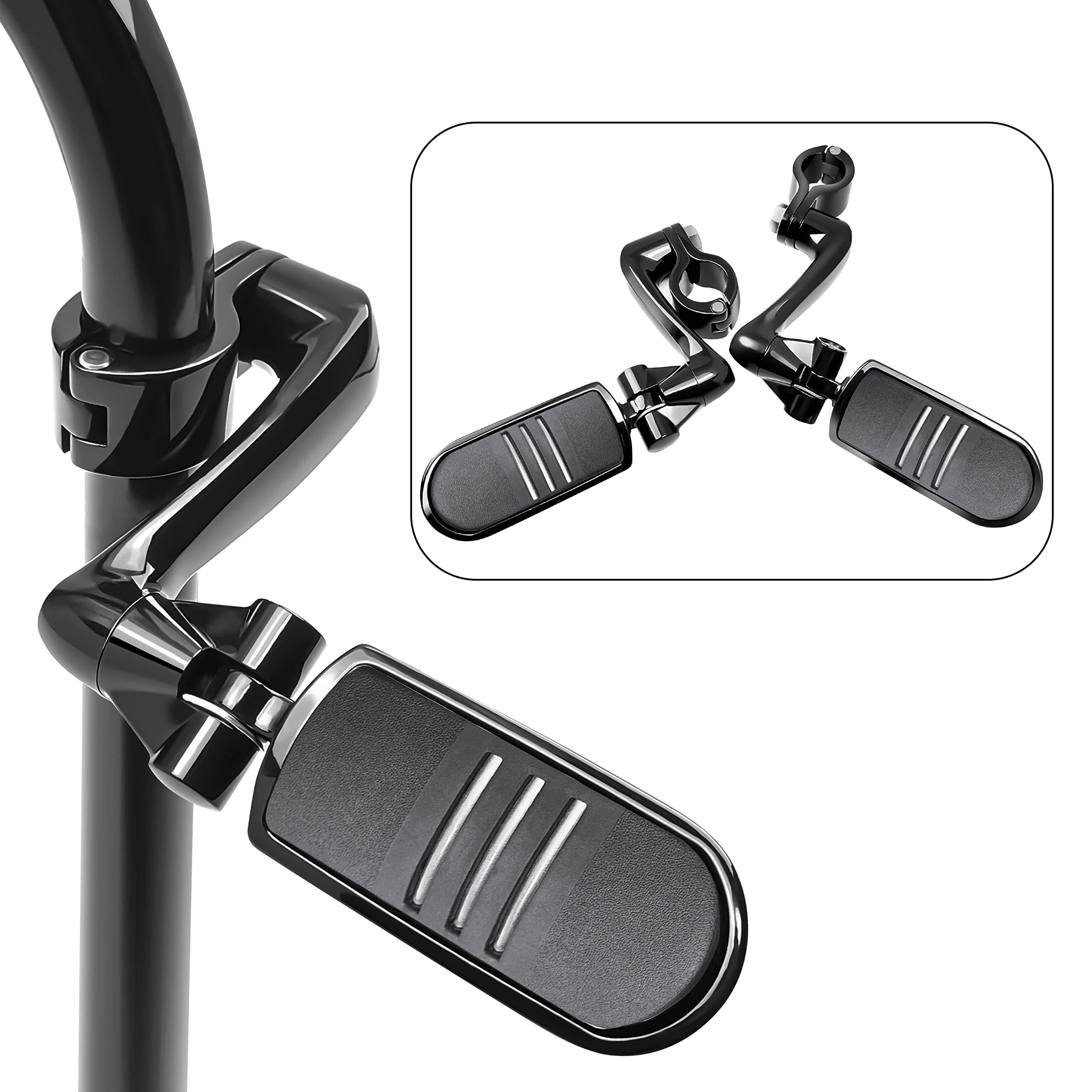 Photo 1 of YENHUR 1.25" Highway Pegs Kit,Gloss Black Finsh,Strength Steel Clamps,Extension Arms and Streamliner Pegs Fit for Harley Davidson Electra Glide CVO Street Road Glide Road King Special