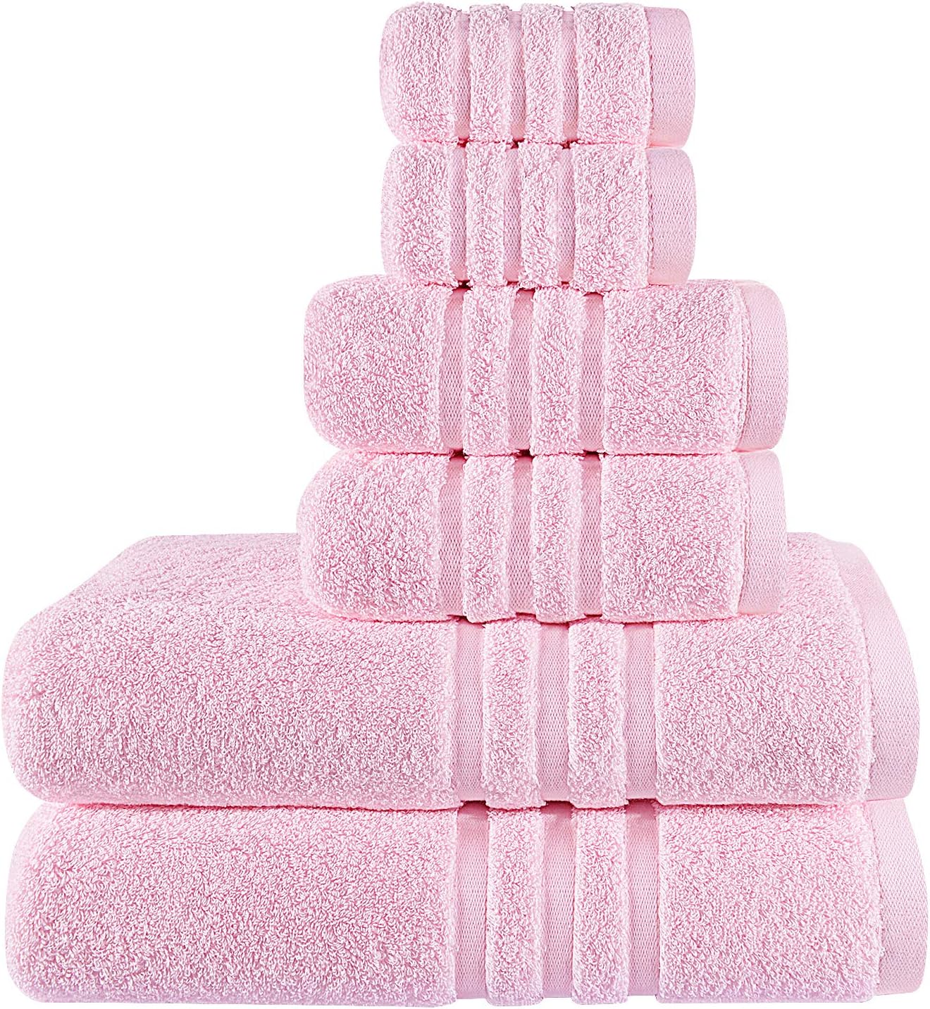 Josmon Towel Sets, 100% Cotton Bath Towels Set 6 Pieces for Bathroom, Luxury Highly Absorbent Hotel Spa Gym 2 Bath Towels 2 Hand Towels 2 Washcloths (Pink): Home & Kitchen