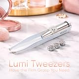 Sensica Eyebrow Tweezers with Light LED Slant Tips Long Arms 3 Batteries view 8