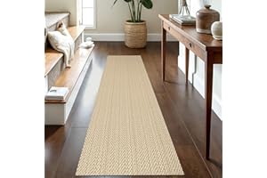 IOHOUZE Washable Runner Rug 2x8 Non Slip Rubber Backed Hallway Runner Entryway Runner Indoor, Kitchen Rugs Woven Cotton Floor Carpet for Kitchen Hall Entrance, Warm Beige/Orange/Apricot
