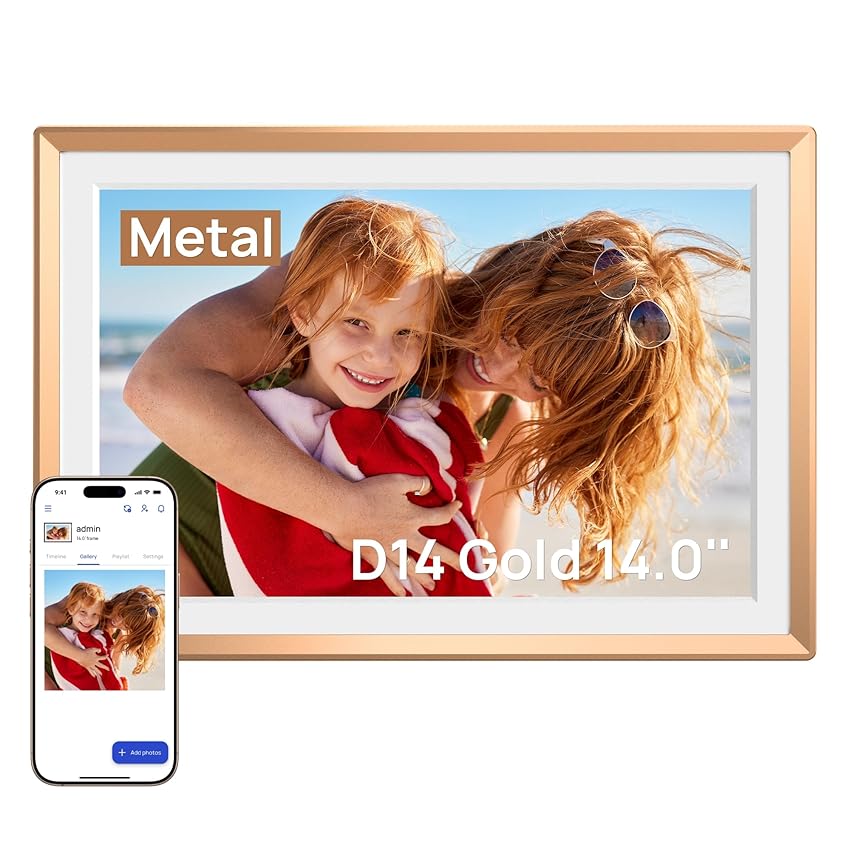 ARZOPA 14 Pollici Cornice Digitale in Metallo Archiviazione Cloud Gratuita e Illimitata