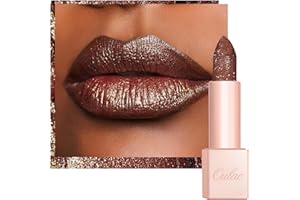 Oulac Shimmer Brown Lipstick, Infinity High Shine Finish, Hydrating Lip Color Infused with Damask Rose Oil for All-Day Comfort, Gluten-Free Vegan Beauty, D06 Brown Diamond