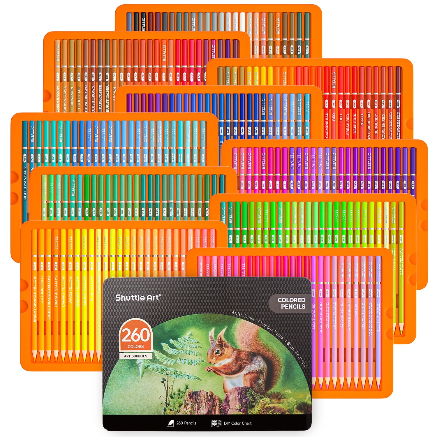 Shuttle Art 260 Colouring Pencils, Professional Coloured Pencils Set for Adult Colouring in Box, Soft Core Colour Pencils for Artists Kids Adults, Art Drawing Pencils Colouring Sketching, Art Supplies