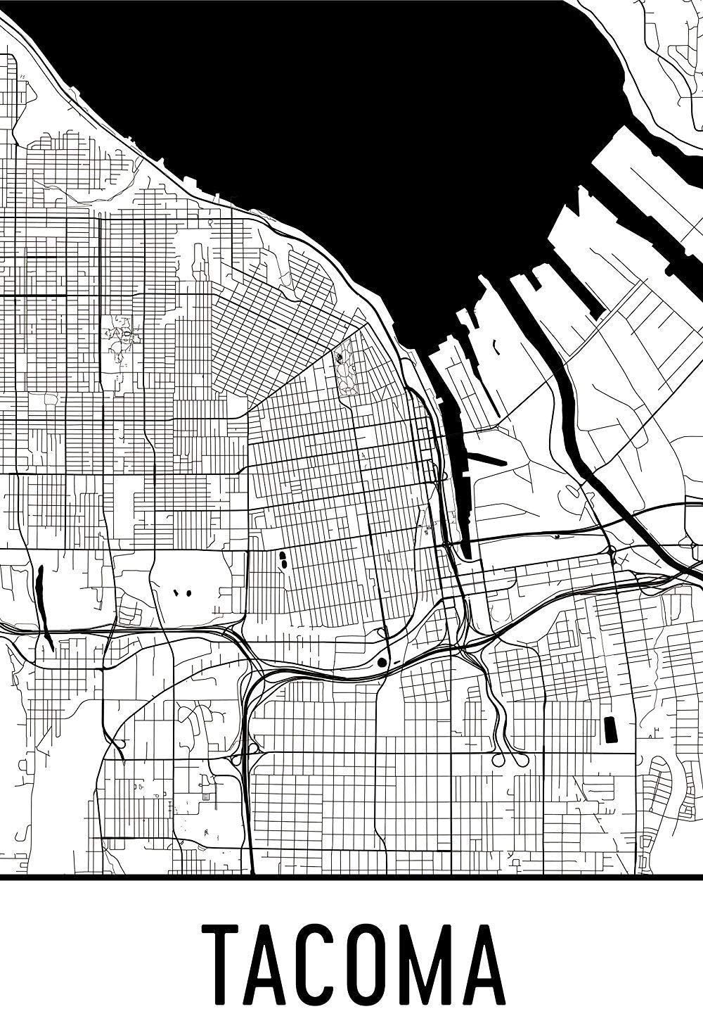 Print, Art, Map, Washington