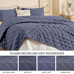 Litanika King Size Quilt Bedding Set, Dark Blue