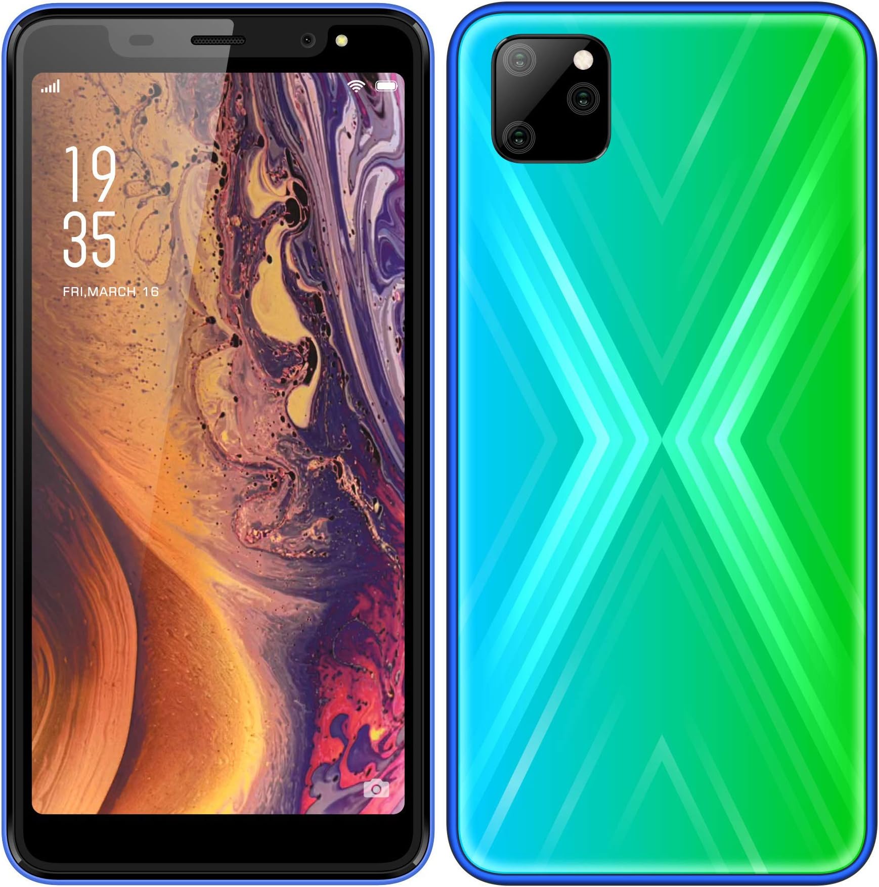 SIM-Free & Unlocked Mobile Phones,HyRich 5.5" HD IPS Display Dual SIM 3G Smartphone(4GB ROM,2800mAh Battery,5MP Dual Cameras,Bluetooth,GPS,WIFI.) (Y11 Blue&Green)