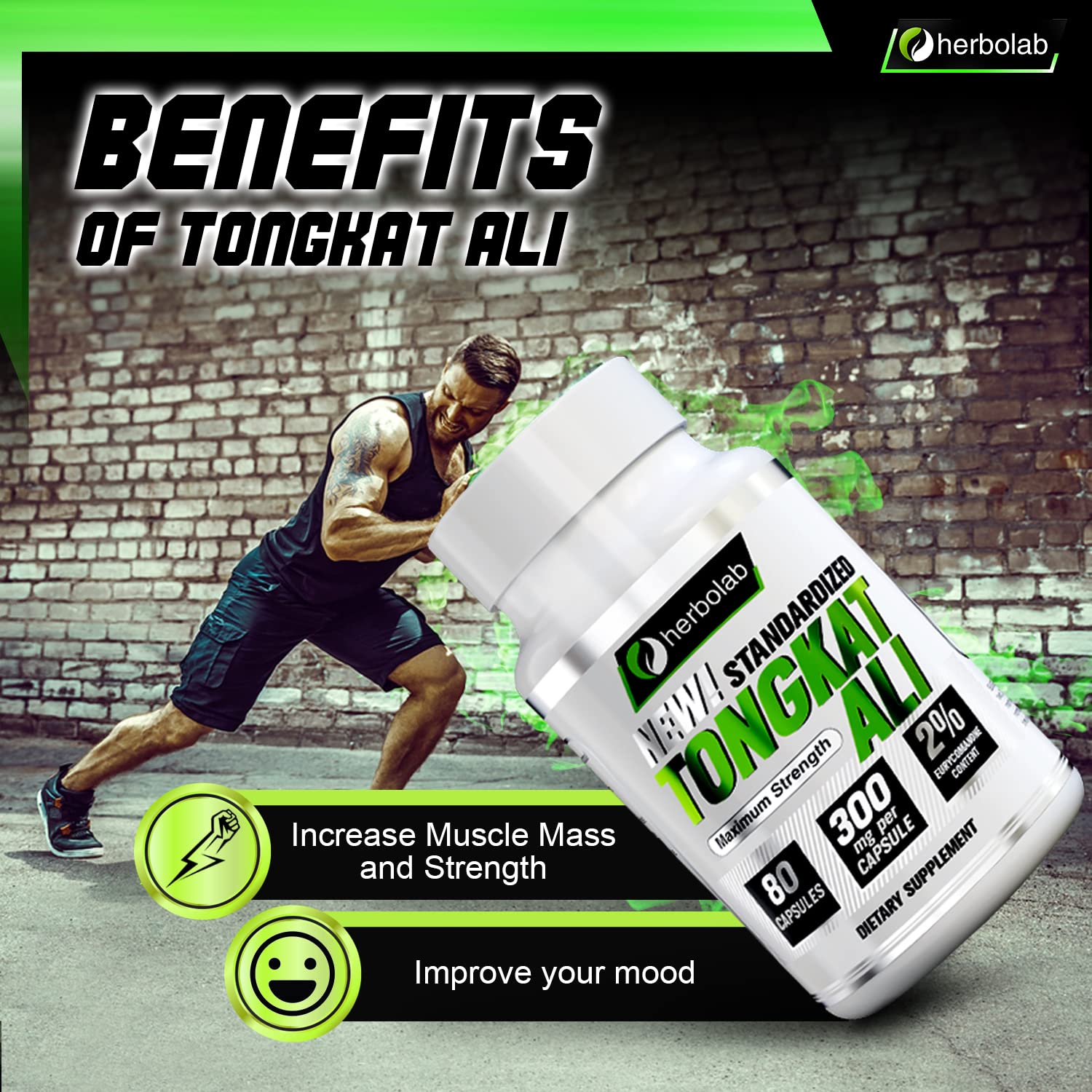 Tongkat Ali For Men Root Supplement 200:1, Standardized to 2% Eurycomanone, 1200mg, 30 Day Supply, Longjack Tongkat Ali for Men, Eurycoma Longifolia Extract Powder Capsules, Malaysian Ginseng