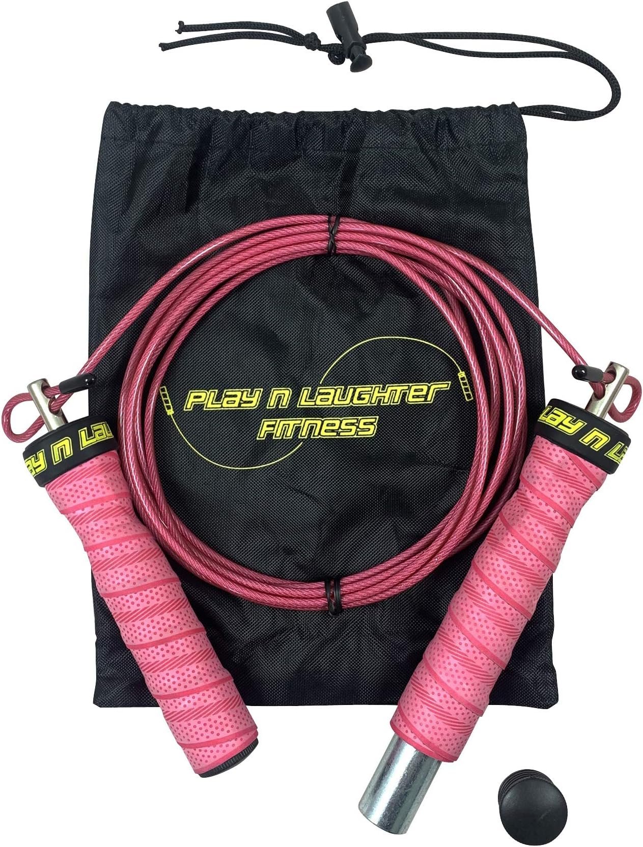 Play N Laughter Weighted Jump Rope for Men & Women - Adjustable Speed Ropes Handle with Removable Weights