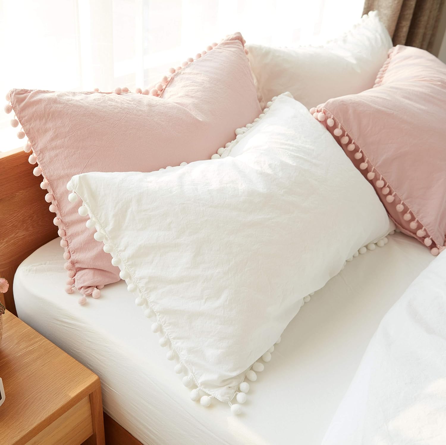 Amazon Com Softta 20x30 Pom Pom Pillow Shams Pillow Covers 2 Pcs
