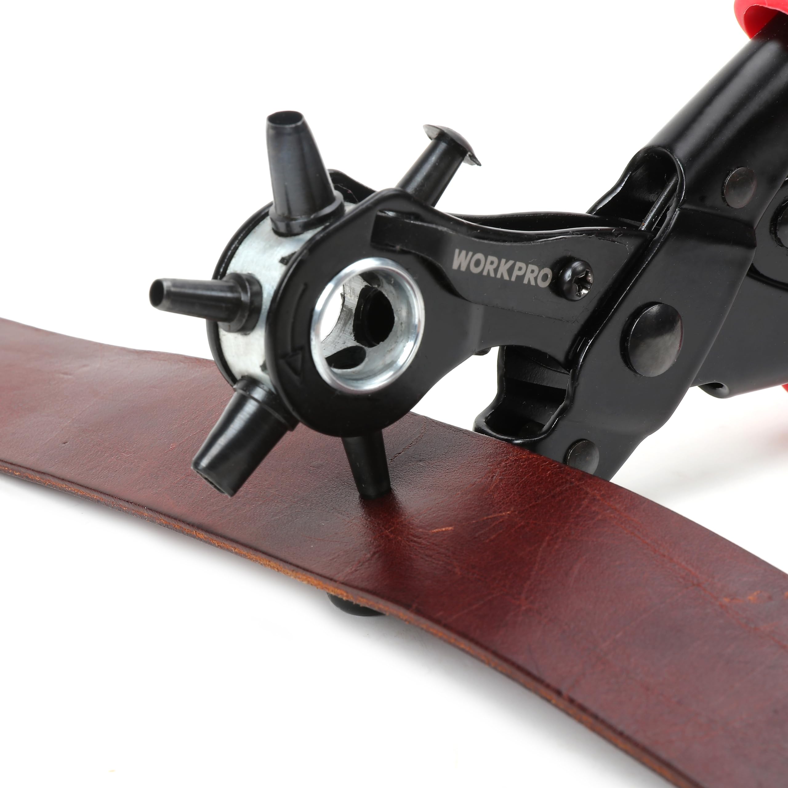WORKPRO Revolverlochzange Lochzange Gürtel Leder Gürtel Puncher 255 MM Locher Rund 3,5-4-4,5 MM Rechteckige 6,6-7,5 MM OVAL Lochpfeifen 6,1 MM 7