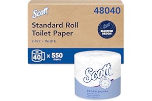 Scott Professional Standard Roll Toilet Paper, Bulk (48040), 2-Ply, Elevated Design, White, Individually Wrapped (40 Rolls of