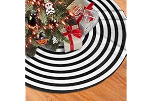 Fixbetter Christmas Tree Skirt 48 Inches, Black and White Christmas Tree Skirt for Christmas Decoration Indoor, Christmas Decorations for Christmas Tree,Christmas Tree Mat for Holiday Party Decoration
